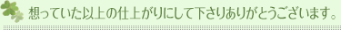 想っていた以上の仕上がりにして下さりありがとうございます